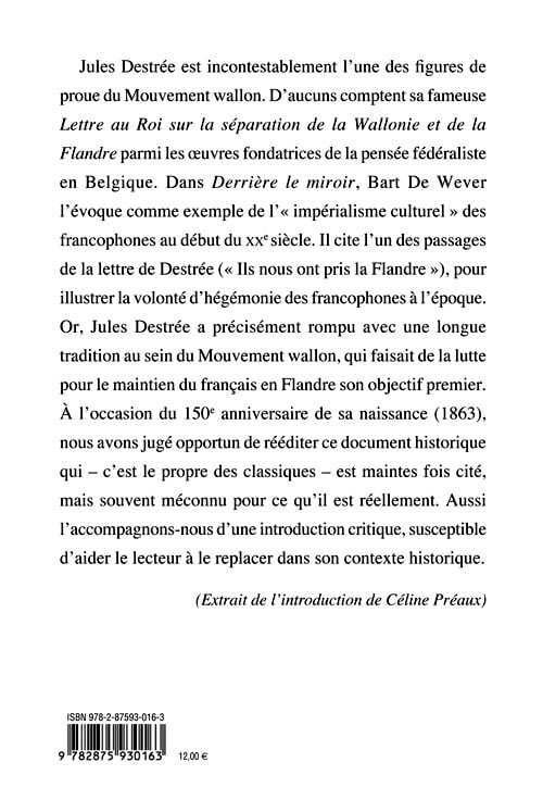 Lettre au Roi - (préface Céline Préaux)